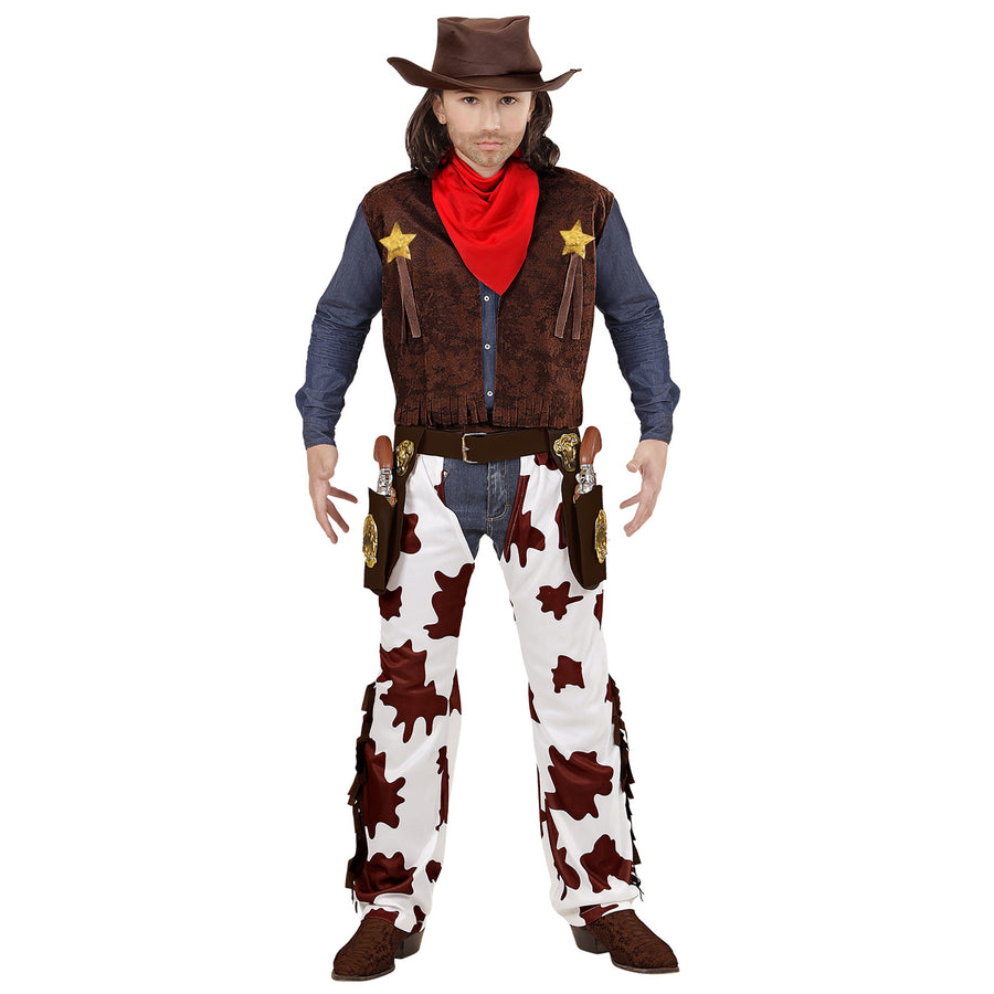 "COWBOY" (Weste, Chaps, Hut, Bandana) – Detailansicht