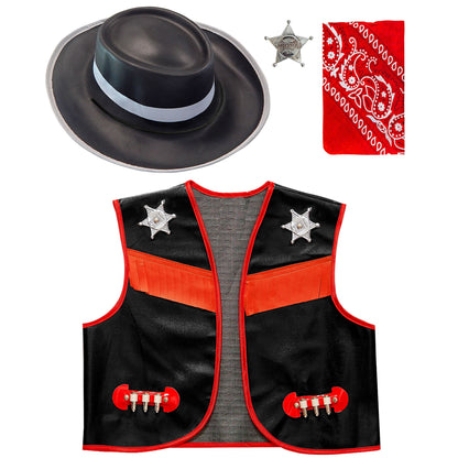 "COWBOY" (Weste, Hut, Bandana, Sheriffstern) – Vorderansicht
