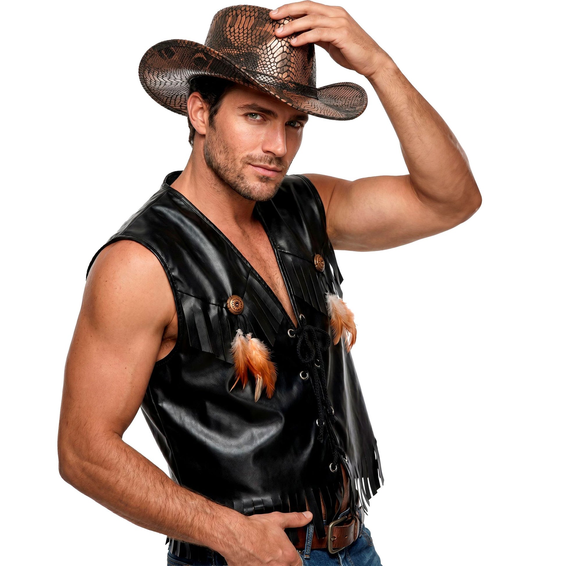 "COWBOY" (Weste) Lederlook – Detailansicht