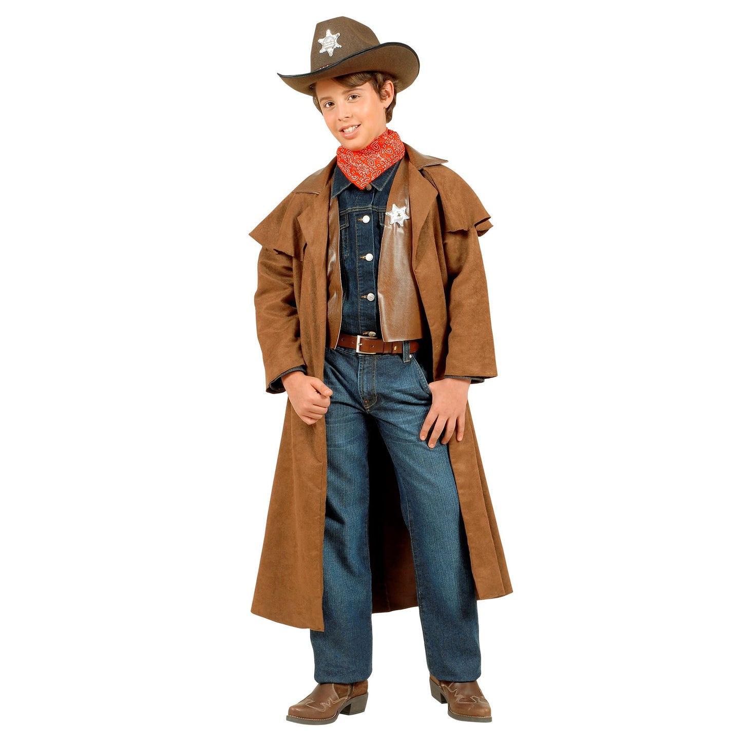 "COWBOY" Wildleder (Mantel, Weste, Scheriffstern, Halstuch) – Vorderansicht