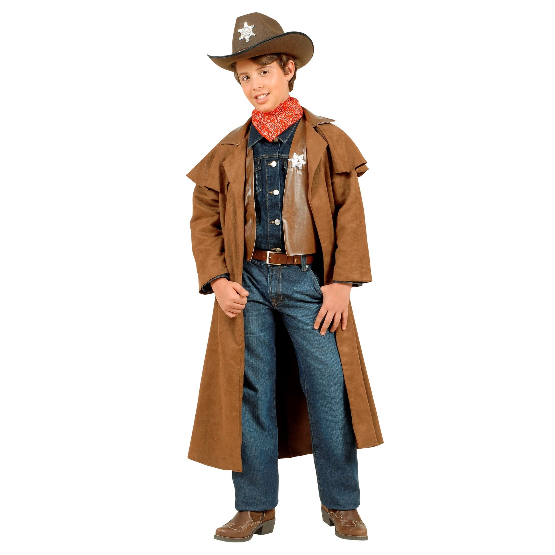 "COWBOY" Wildleder (Mantel, Weste, Scheriffstern, Halstuch) – Vorderansicht