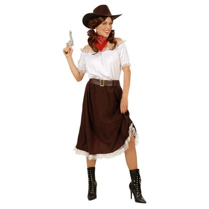 "COWGIRL" (Bluse, Rock, Gürtel, Hut) – Vorderansicht
