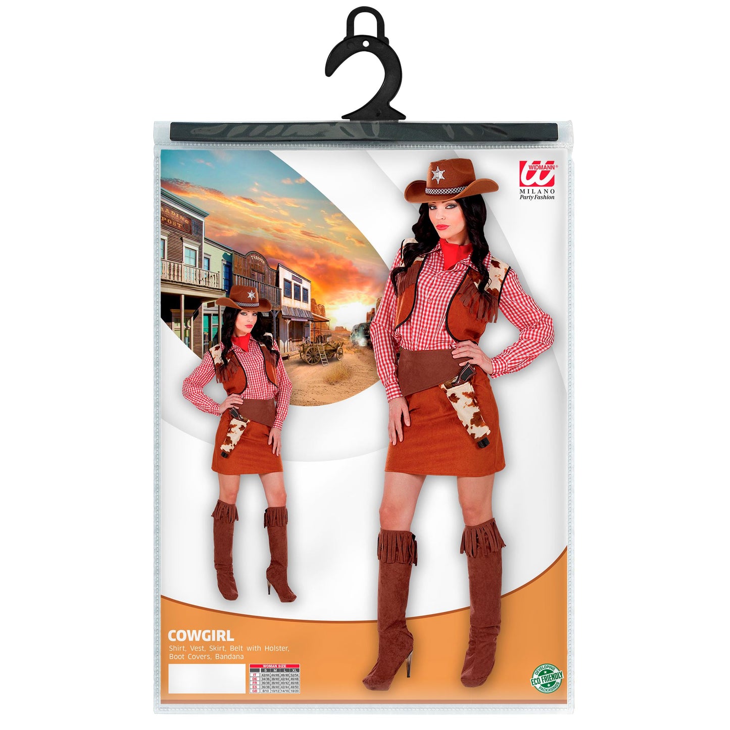 "COWGIRL" (Bluse, Weste, Rock, Gürtel mit Halfter, Stiefelüberzieher, Bandana) – Ansicht 3