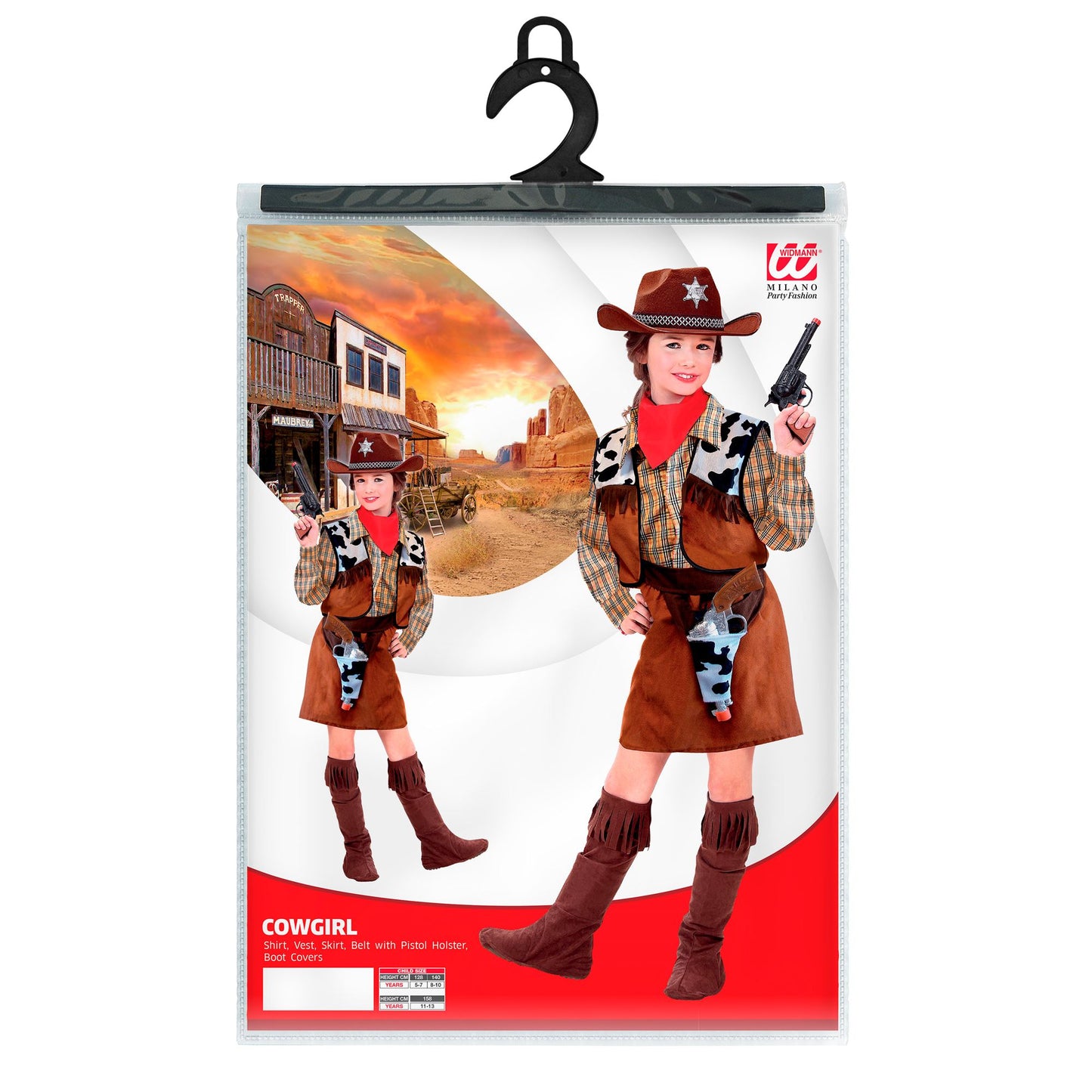 "COWGIRL" (Hemd, Weste, Rock, Gürtel mit Holster, Überstiefel) – Detailansicht