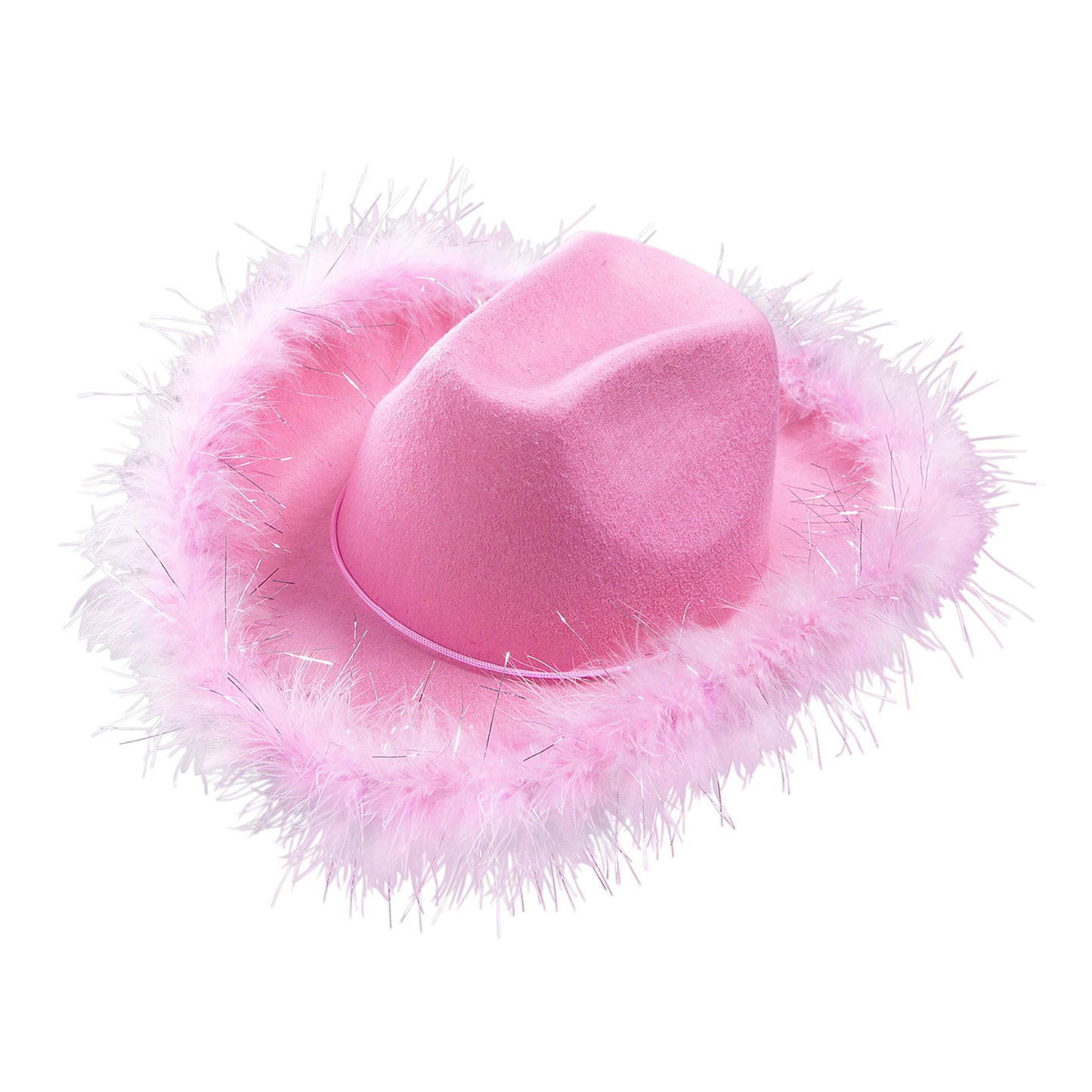 "COWGIRLHUT MIT MARABOU" aus Filz - rosa – Vorderansicht
