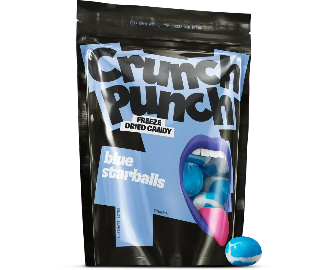 Crunch Punch Blue Starballs 100g gefriergetrocknet Bonbons – Produktansicht