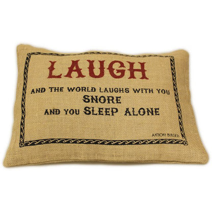 CUSCINI LETTERARI Copricuscino in Juta lavata / Juta washed pillow case LAUGH - Size 38x25cm SLEEP-J-02 Accessoires
