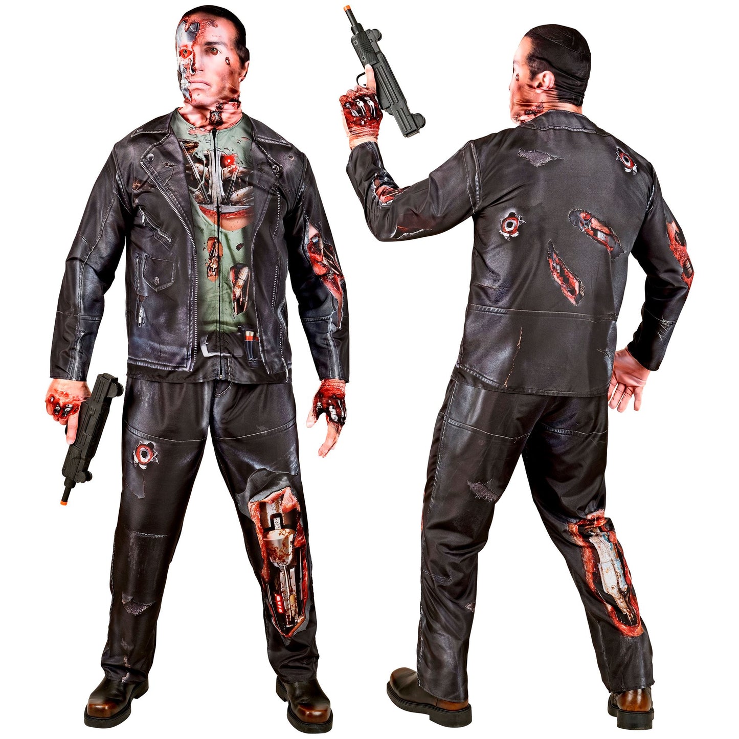 "CYBORG FAST COSTUME" (Oberteil, Hose, Handschuhe, Maske) – Detailansicht