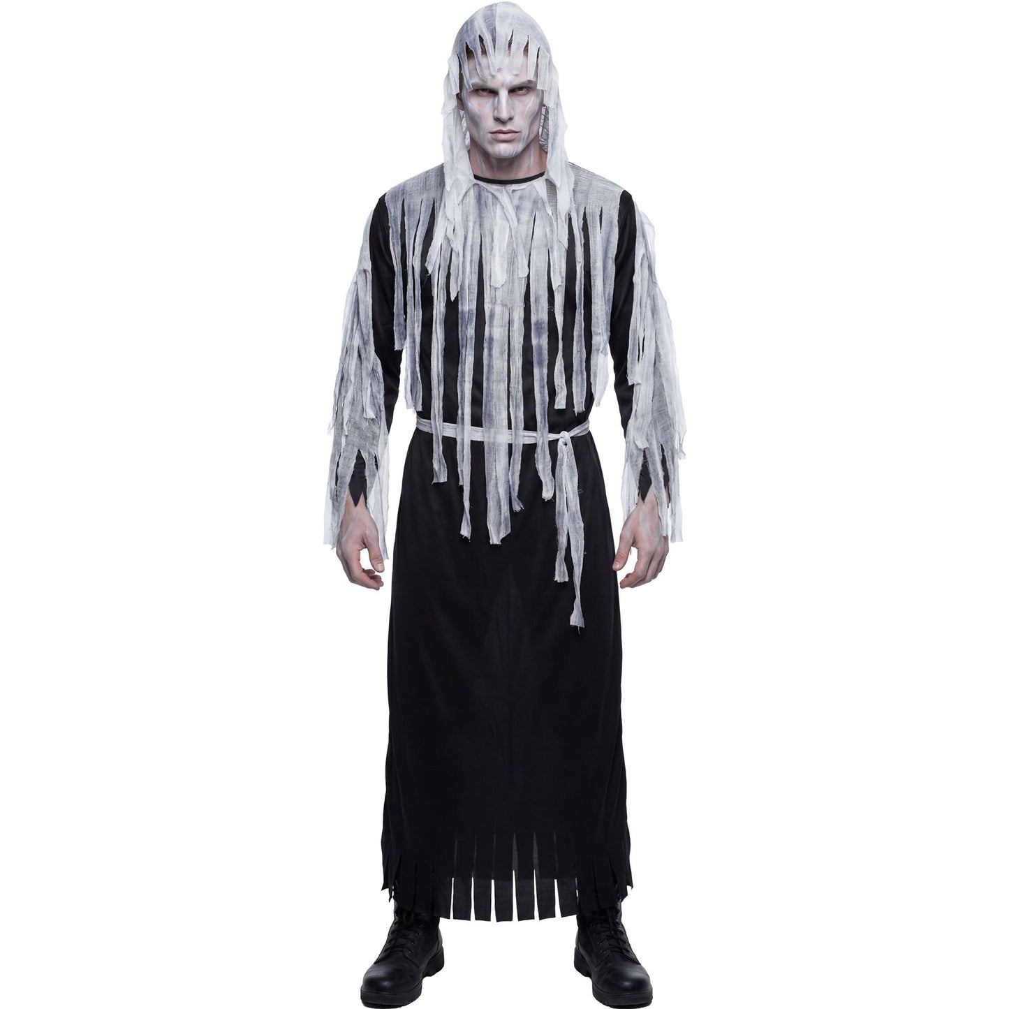 "DÄMON" (Robe mit Kapuze, Gürtel) – Vorderansicht
