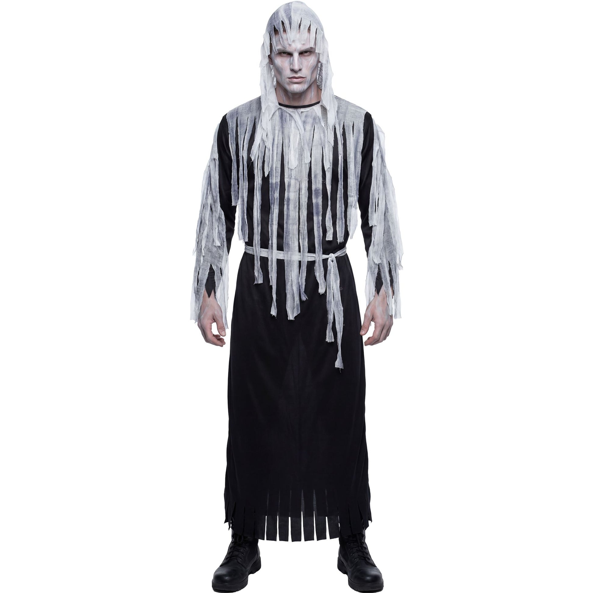 "DÄMON" (Robe mit Kapuze, Gürtel) – Vorderansicht