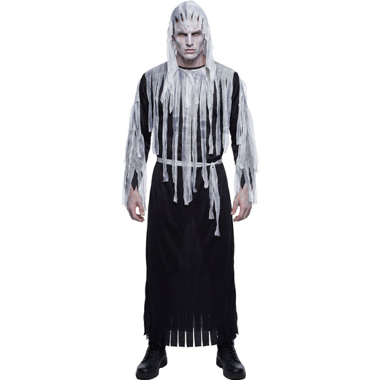 "DÄMON" (Robe mit Kapuze, Gürtel) – Vorderansicht