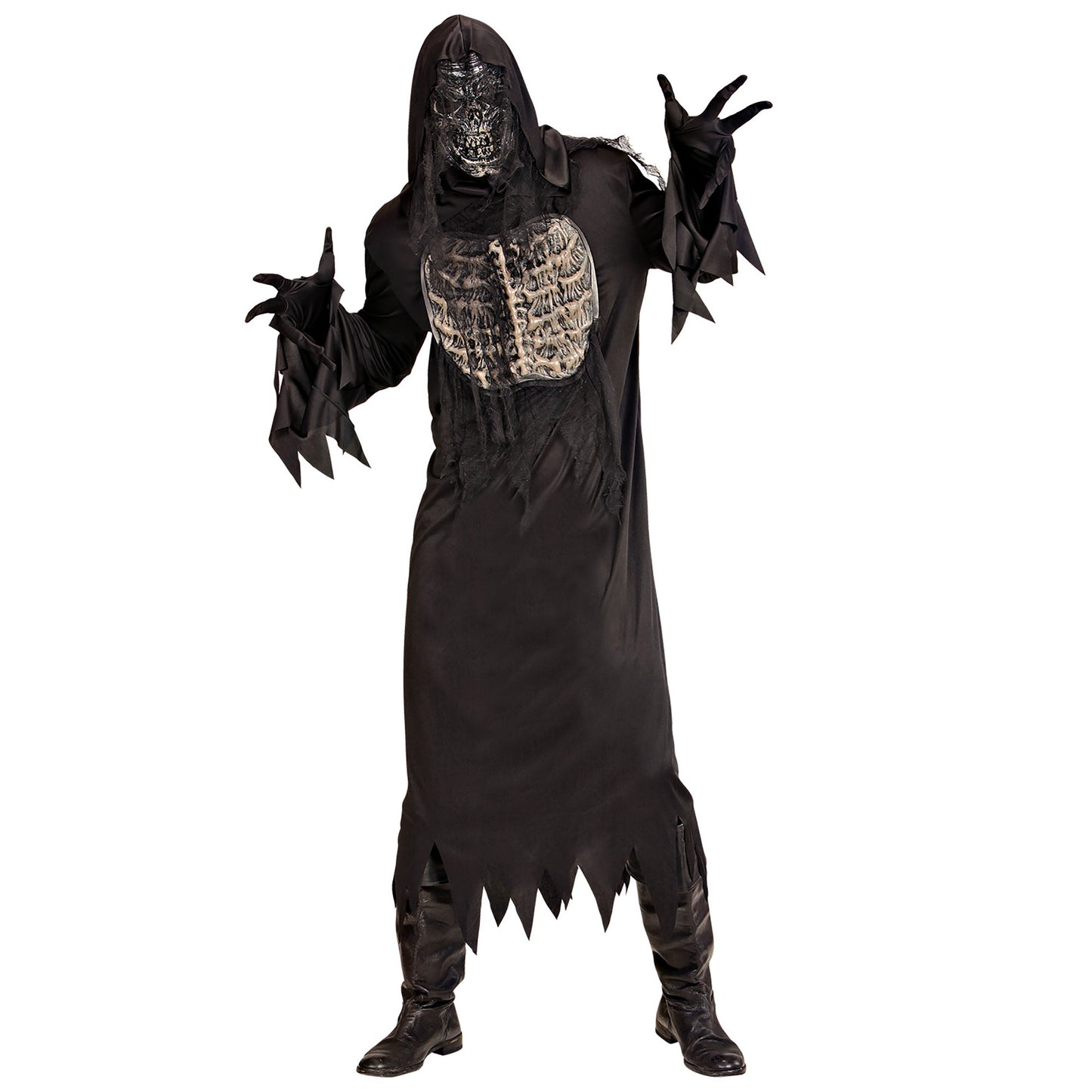"DÄMON" (Robe mit Kapuze, Handschuhe, Maske) – Vorderansicht