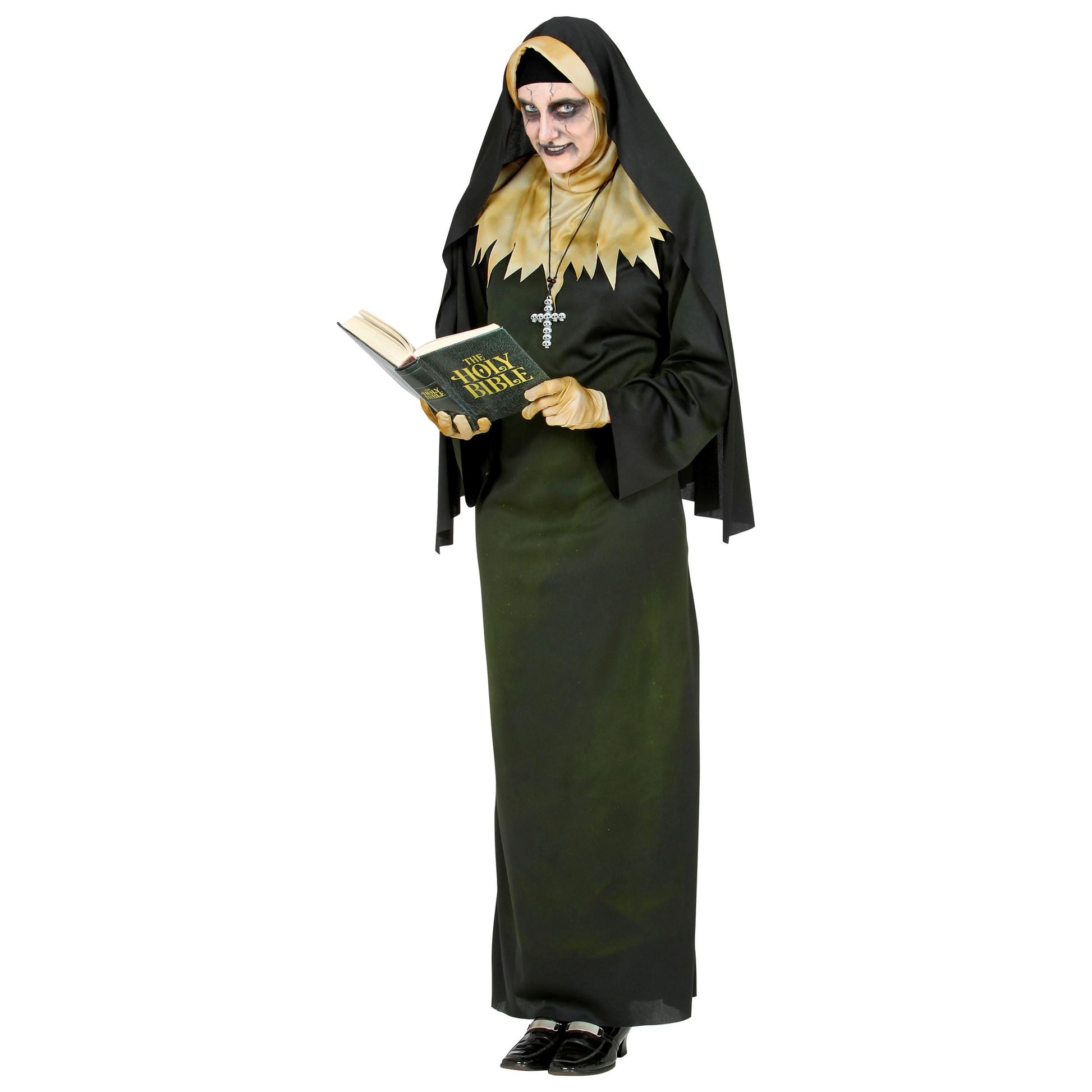 "DÄMONISCHE NONNE" (Robe, Kapuze mit Kragen, Schleier, Handschuhe, Kette) – Ansicht 3