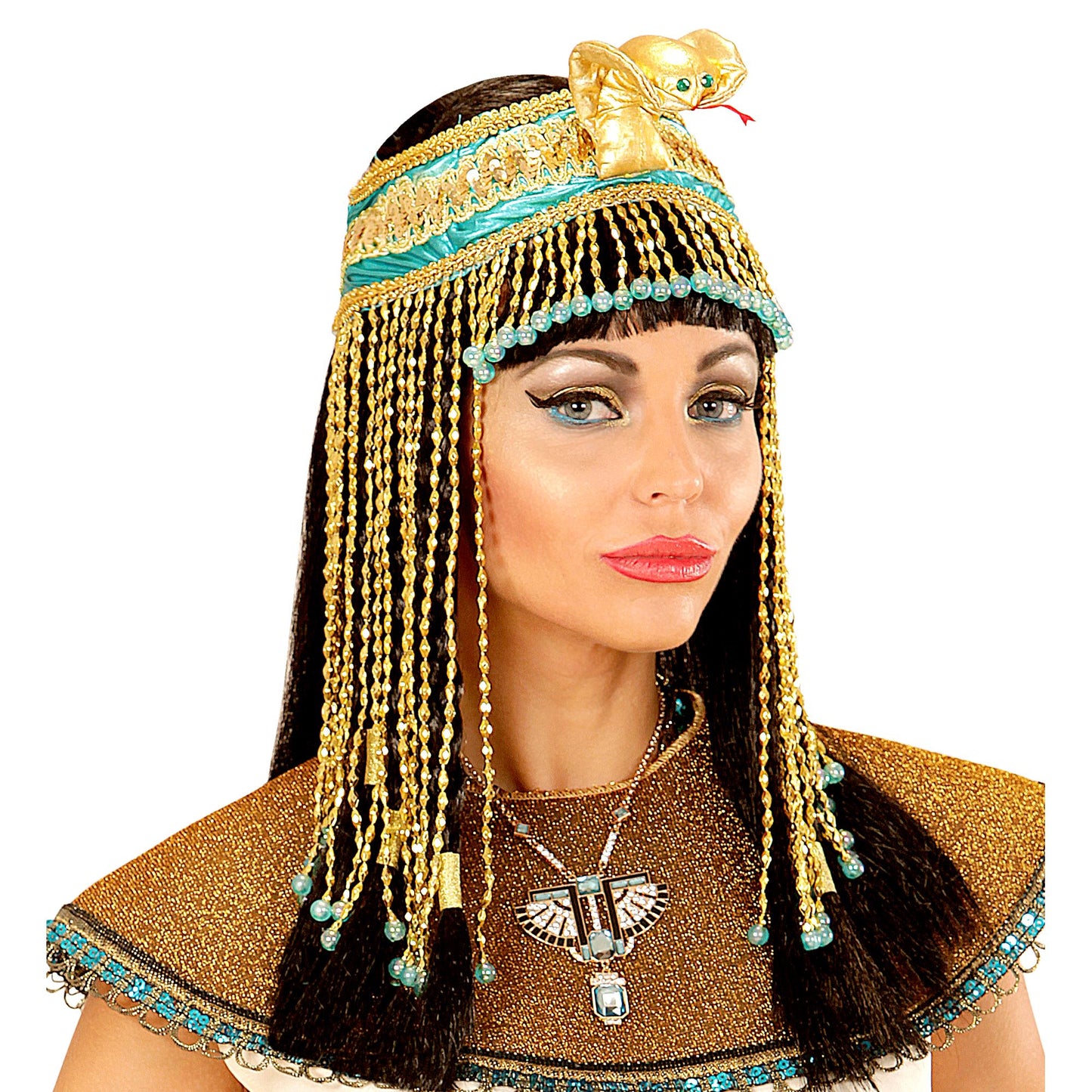 "DELUXE KOPFBAND ÄGYPTERIN SCHLANGE UND PERLEN" – Vorderansicht