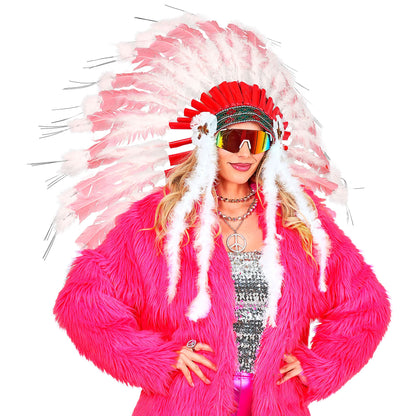 "DELUXE ROSAFARBENER INDIANERHAARSCHMUCK MIT MARABOU" – Ansicht 3