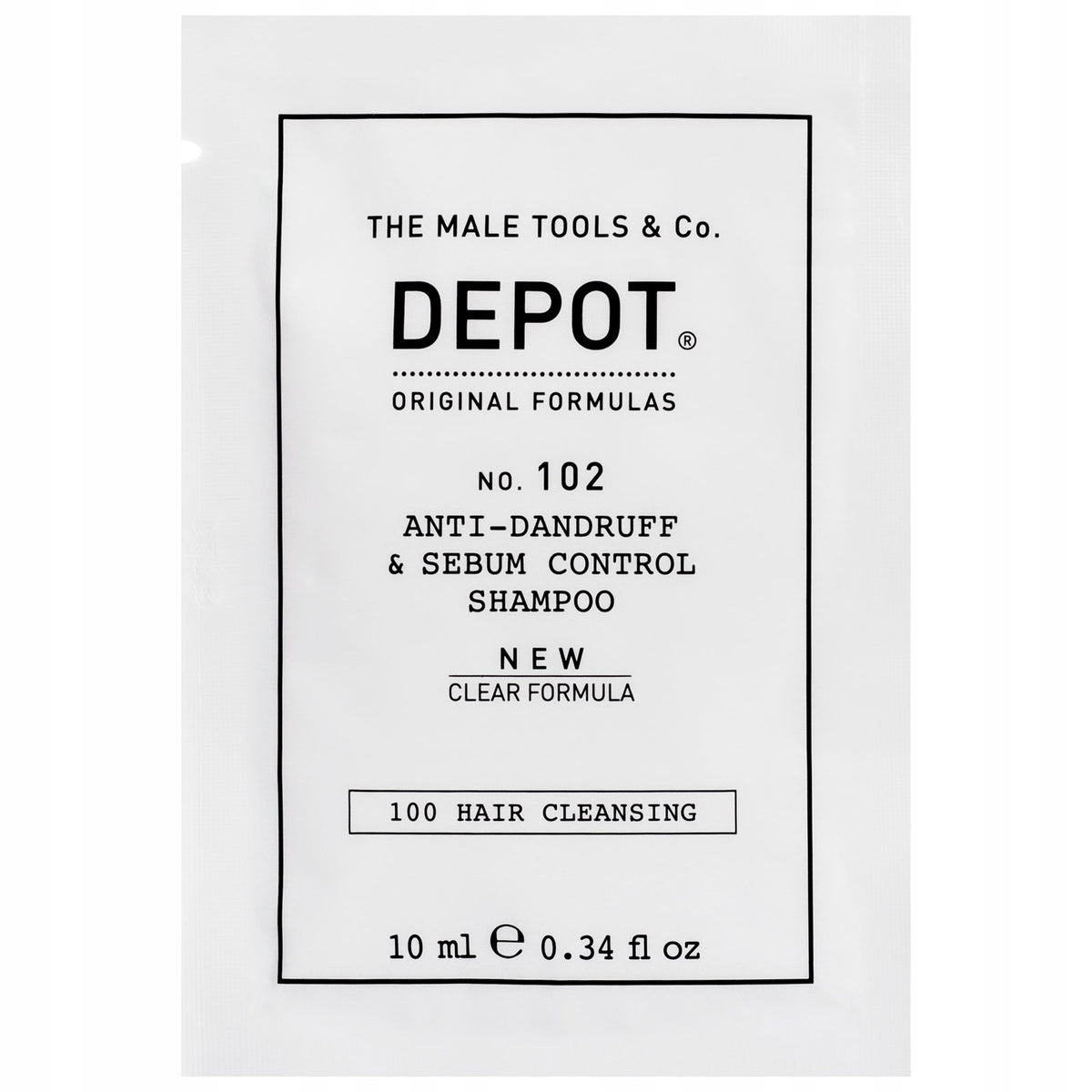 Depot, 100 Hair Cleansing No. 102 Clear Formula, Botanischer Komplex, Haarshampoo, Anti-Schuppen & Sebumkontrolle, 10 ml