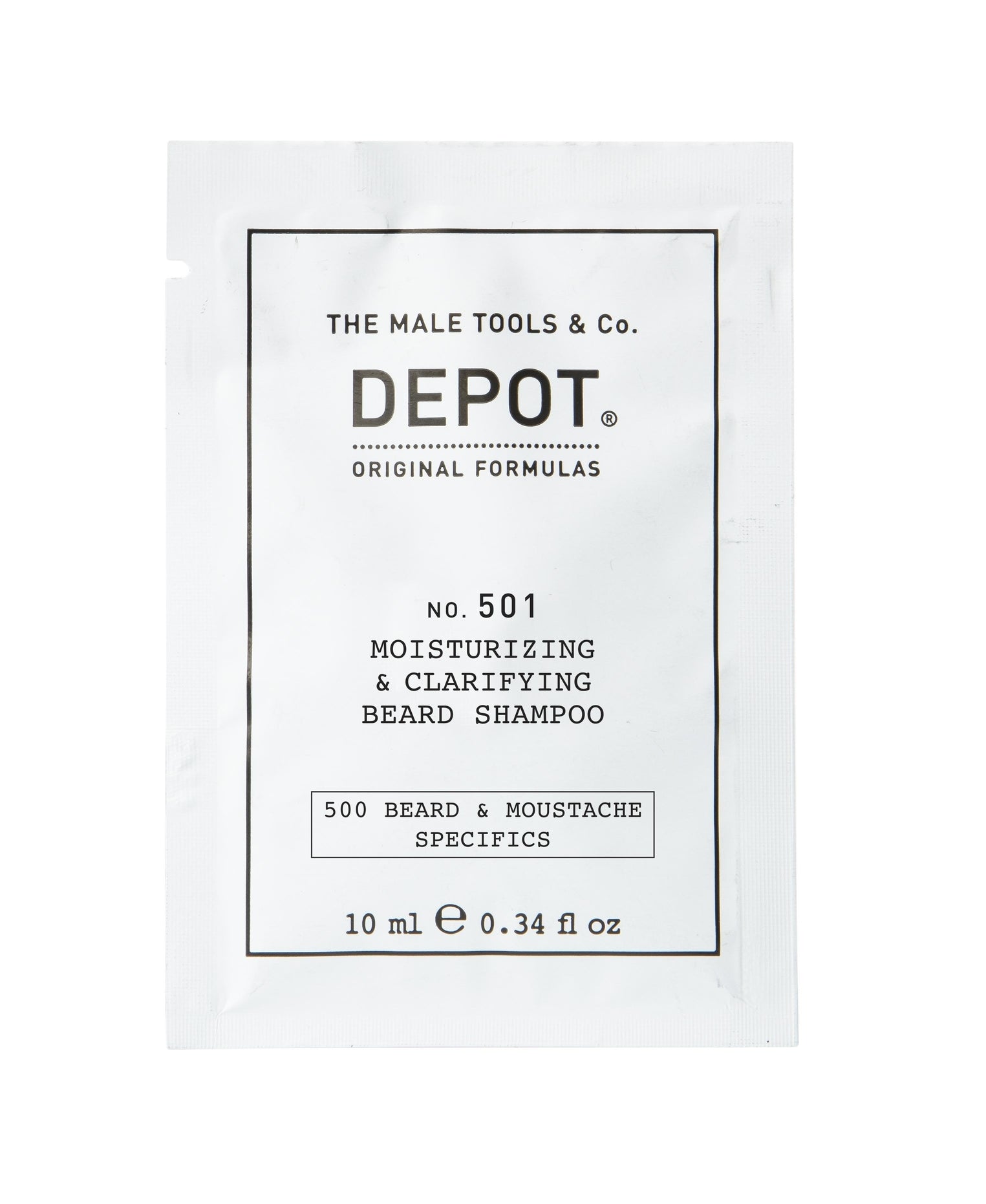Depot Depot, 500 Beard & Mustache Specifics No. 501, Provitamin B5, Bartshampoo, Feuchtigkeitsspendend und klärend, 10 ml Reg
