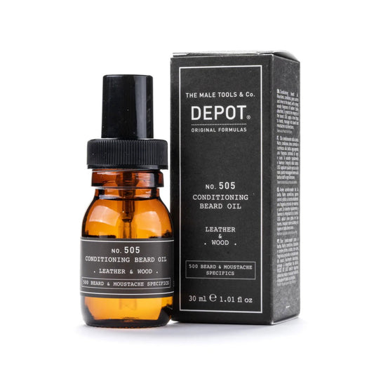 Depot Depot, 500 Beard & Mustache Specifics No. 505, Bartöl, Leder & Holz, Für Glanz und Weichheit, 30 ml Regular