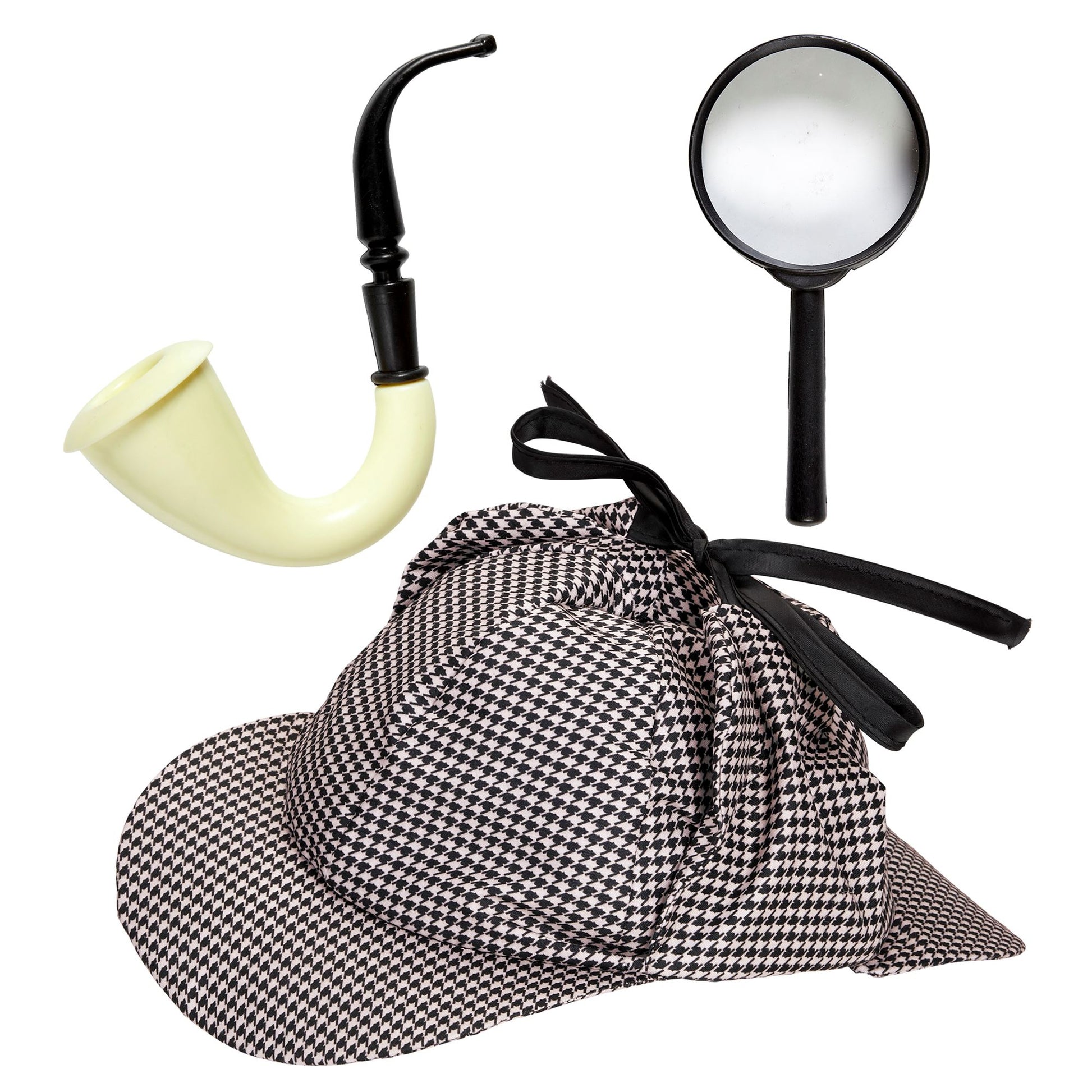 "DETEKTIV SET" (Mütze, Pfeife, Lupe) – Vorderansicht