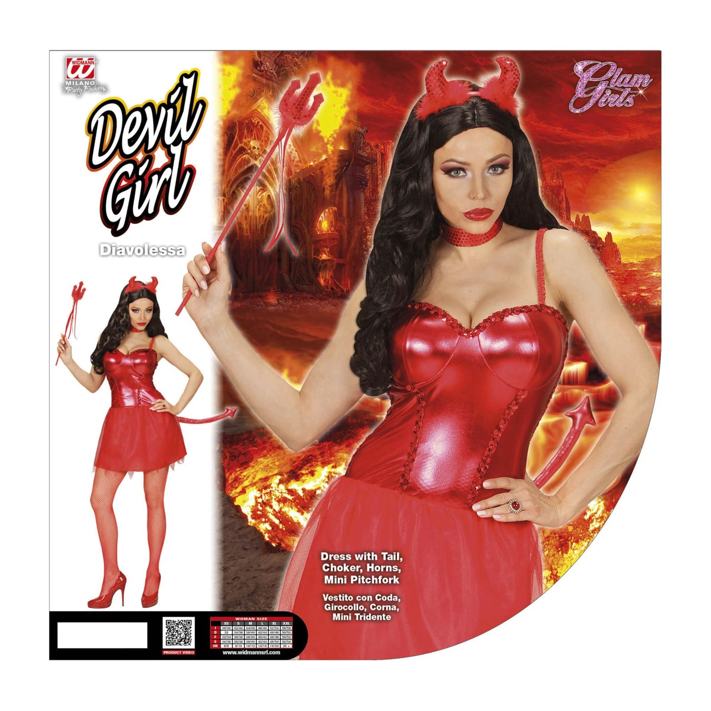 "DEVIL GIRL" (Kleid mit Schwanz, Hörner, Minidreizack) – Ansicht 4