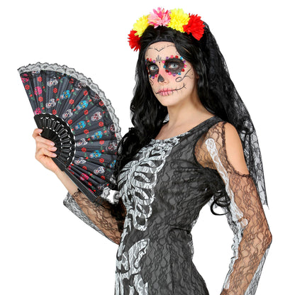 "DIA DE LOS MUERTOS FÄCHER AUS STOFF" 23 cm – Ansicht 3