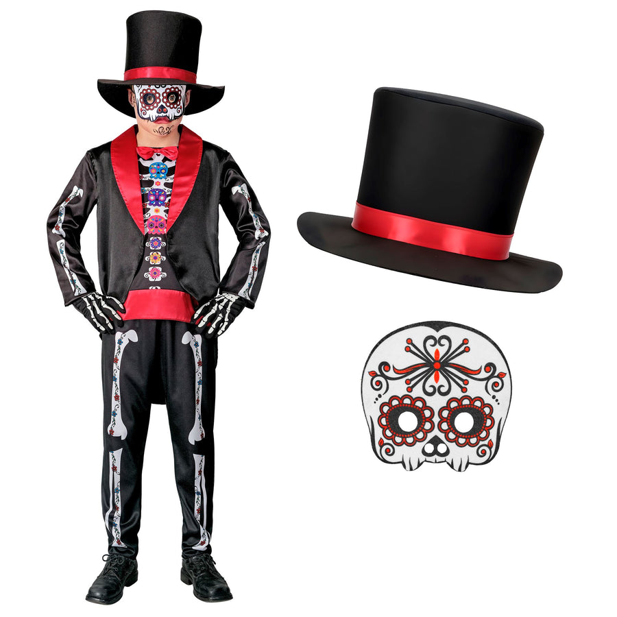 "DIA DE LOS MUERTOS" (Frack mit Hemd, Hose, Hut, Maske) – Detailansicht