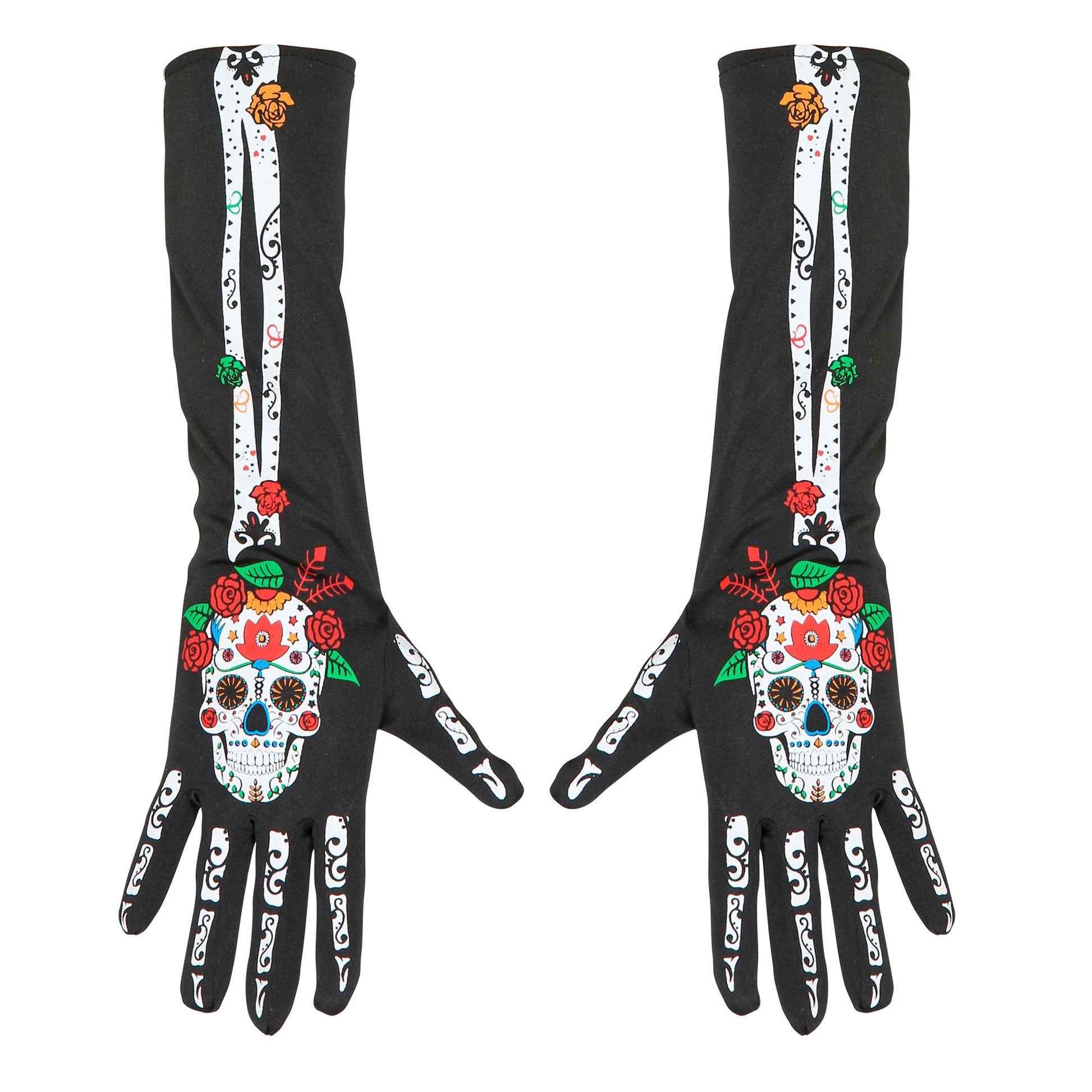 "DIA DE LOS MUERTOS HANDSCHUHE" 40 cm – Vorderansicht