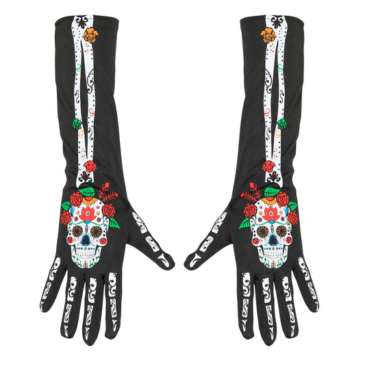 "DIA DE LOS MUERTOS HANDSCHUHE" 40 cm – Vorderansicht