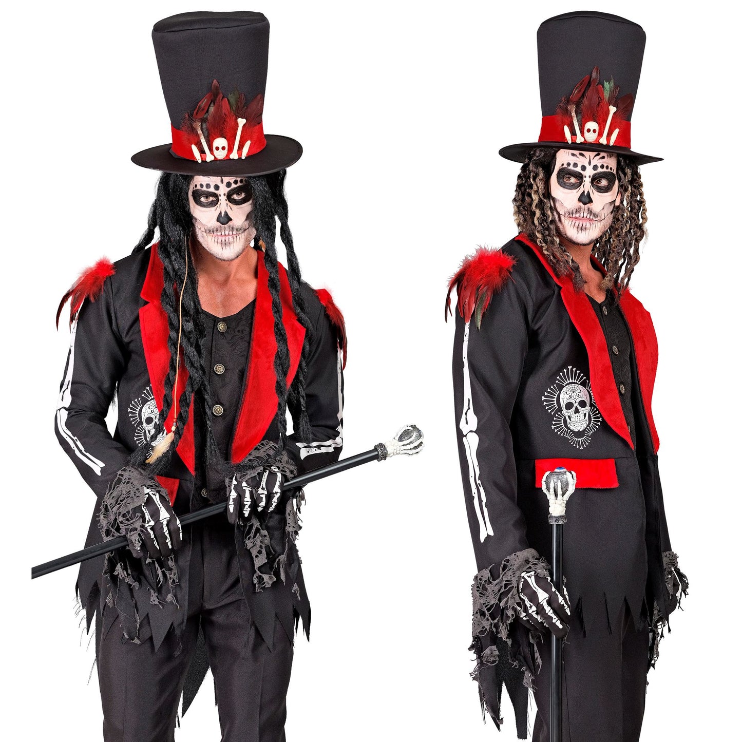 "DIA DE LOS MUERTOS" (Jacke mit Weste, Hut) – Vorderansicht