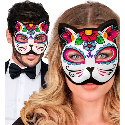 "DIA DE LOS MUERTOS KATZENMASKE KINNLOS AUS STOFF" – Ansicht 3