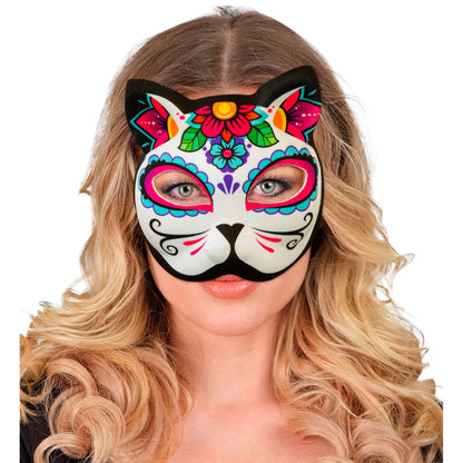 "DIA DE LOS MUERTOS KATZENMASKE KINNLOS AUS STOFF" – Ansicht 4