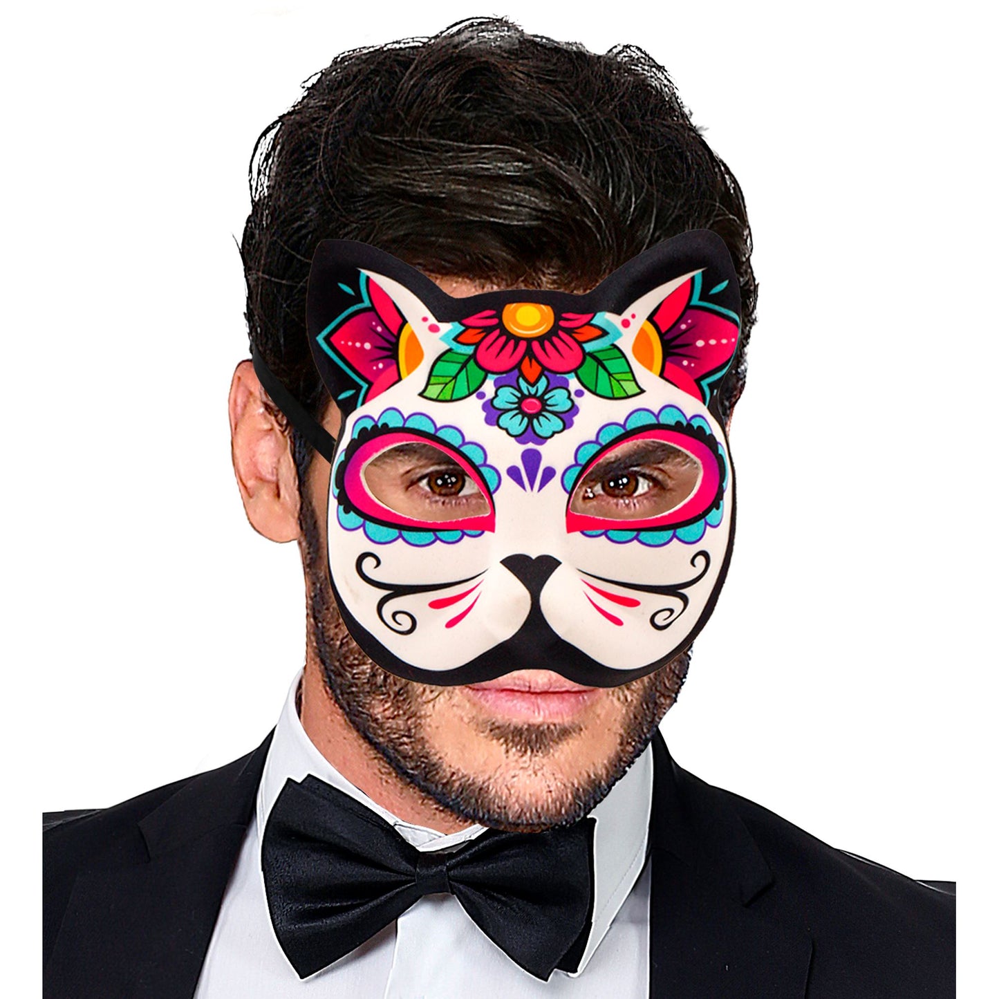 "DIA DE LOS MUERTOS KATZENMASKE KINNLOS AUS STOFF" – Ansicht 5