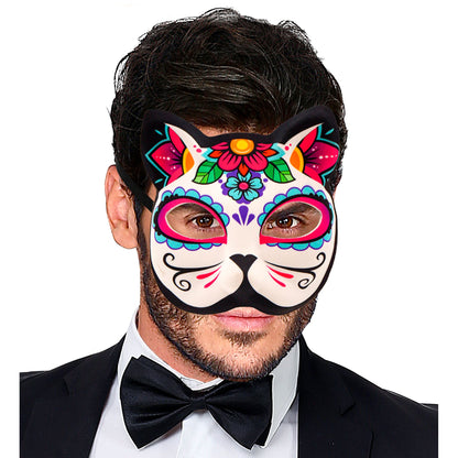 "DIA DE LOS MUERTOS KATZENMASKE KINNLOS AUS STOFF" – Ansicht 5