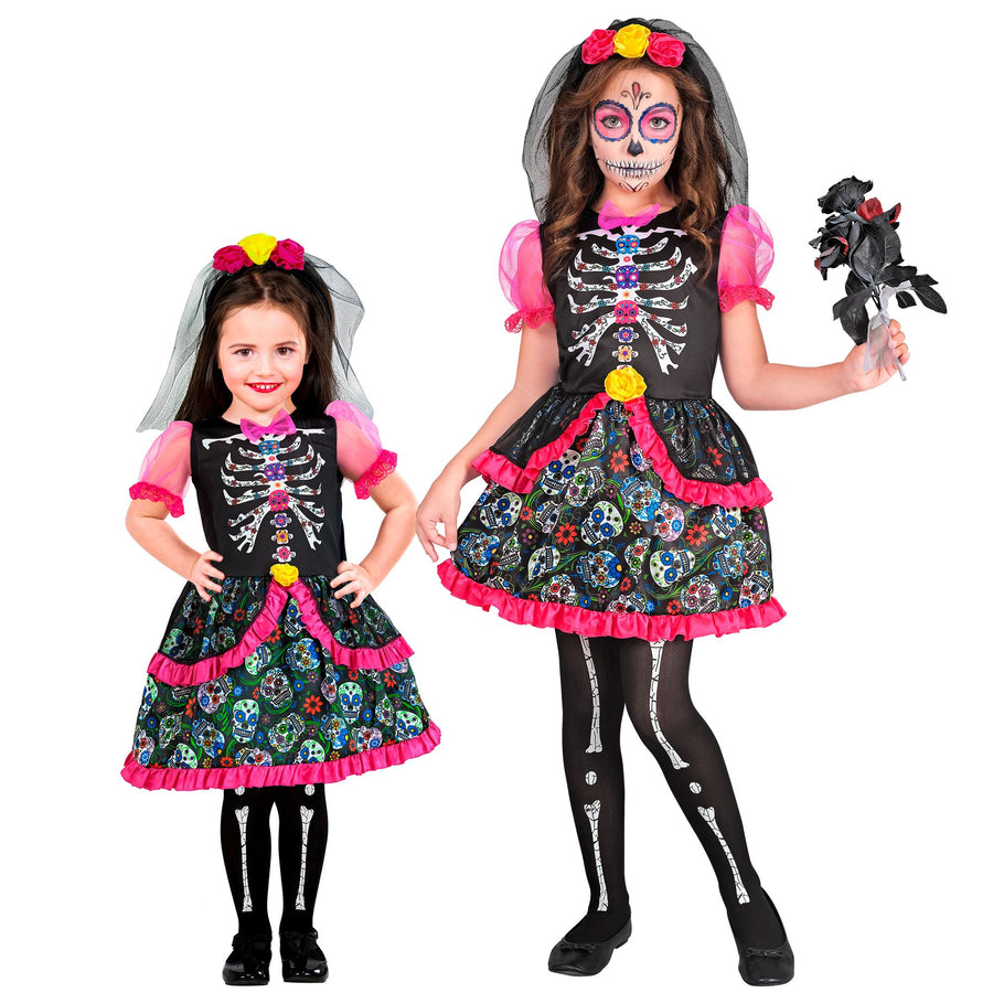 "DIA DE LOS MUERTOS" (Kleid, Kopfschmuck) – Vorderansicht