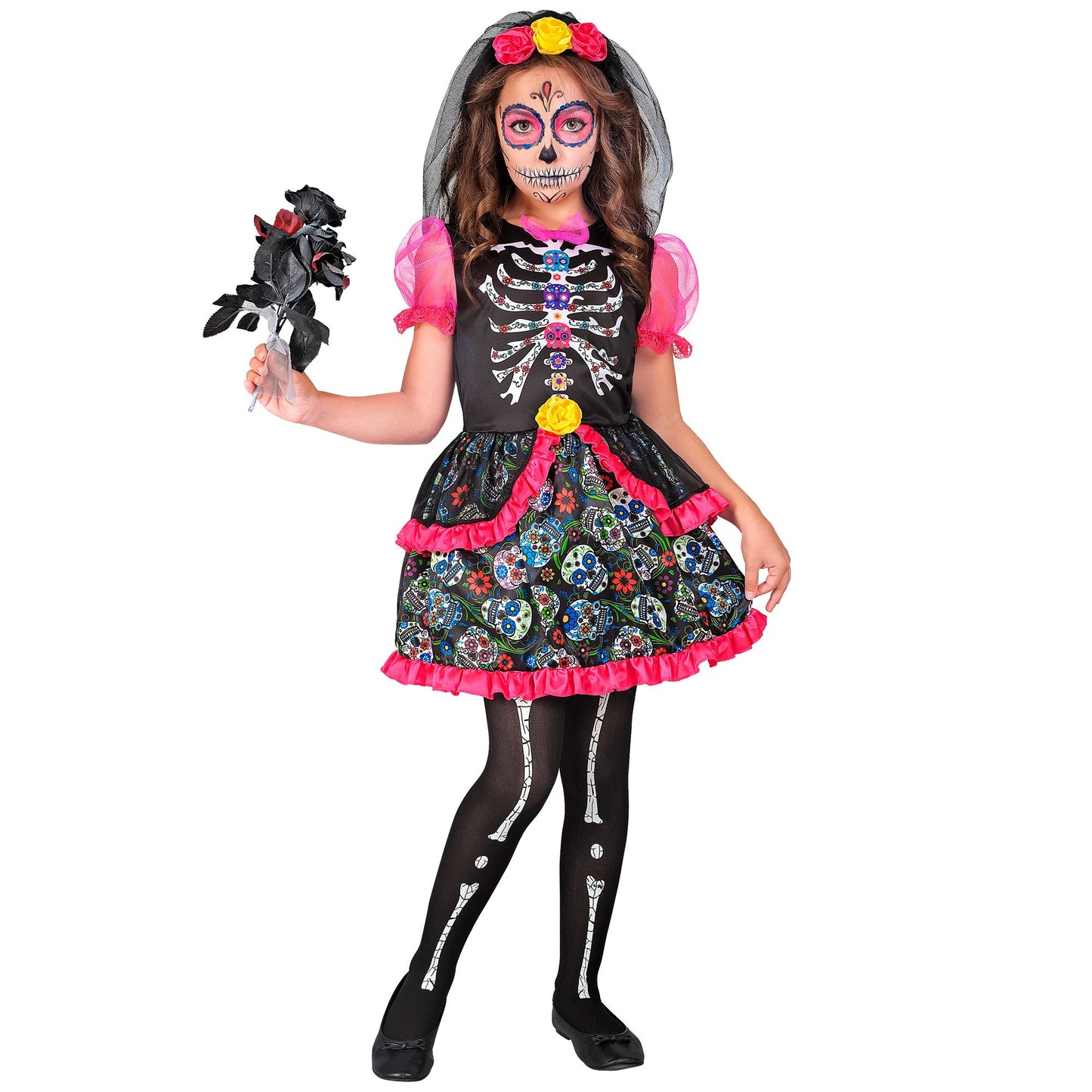 "DIA DE LOS MUERTOS" (Kleid, Kopfschmuck) – Detailansicht