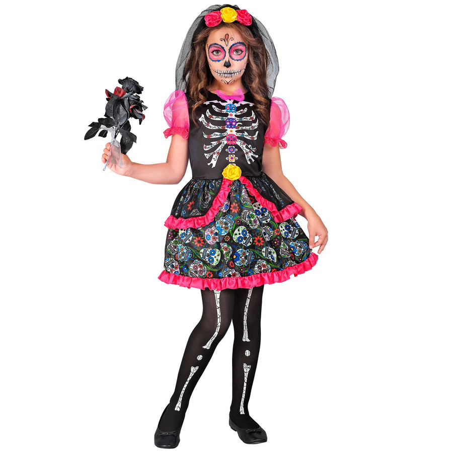 "DIA DE LOS MUERTOS" (Kleid, Kopfschmuck) – Detailansicht