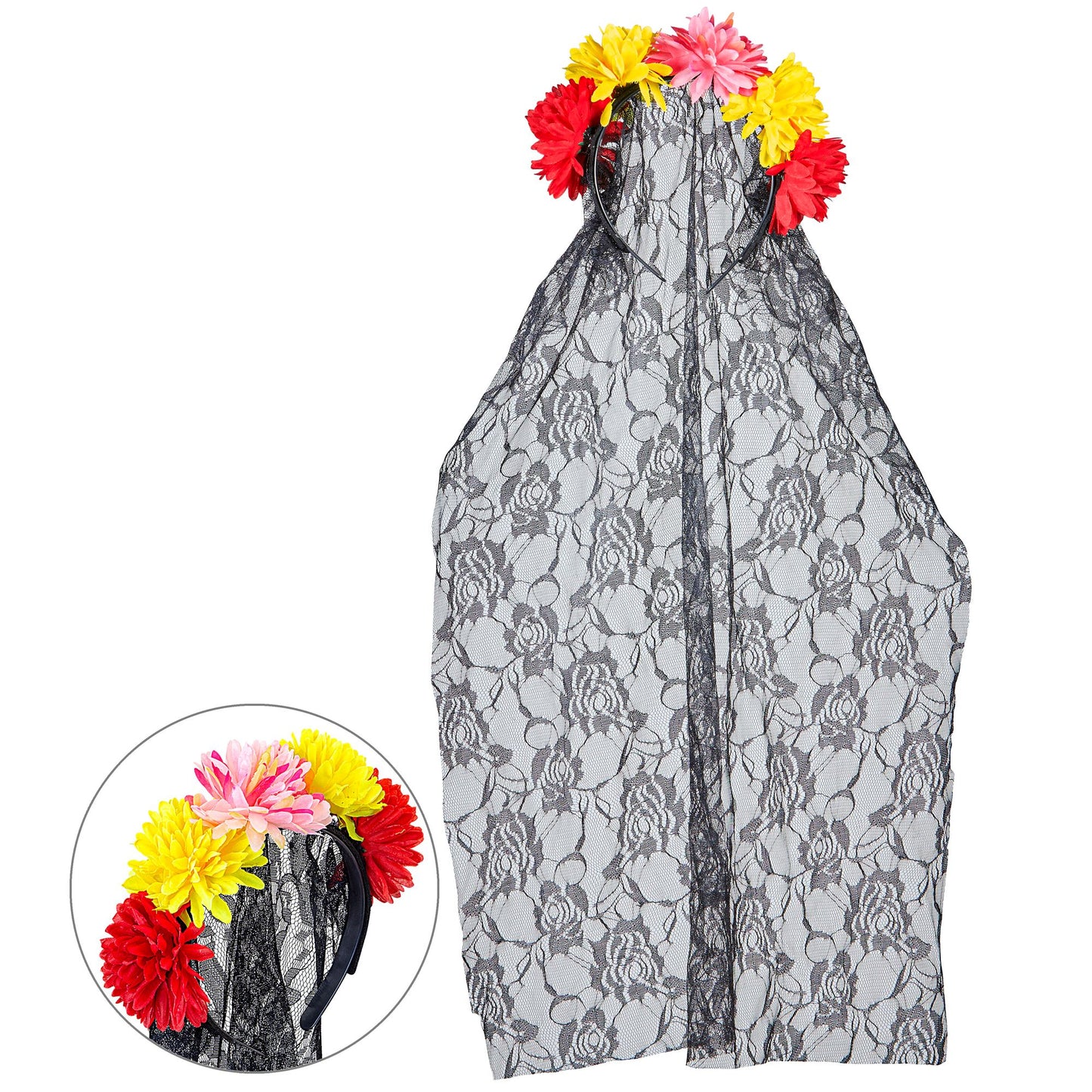 "DIA DE LOS MUERTOS SCHLEIER MIT BLUMEN" – Detailansicht