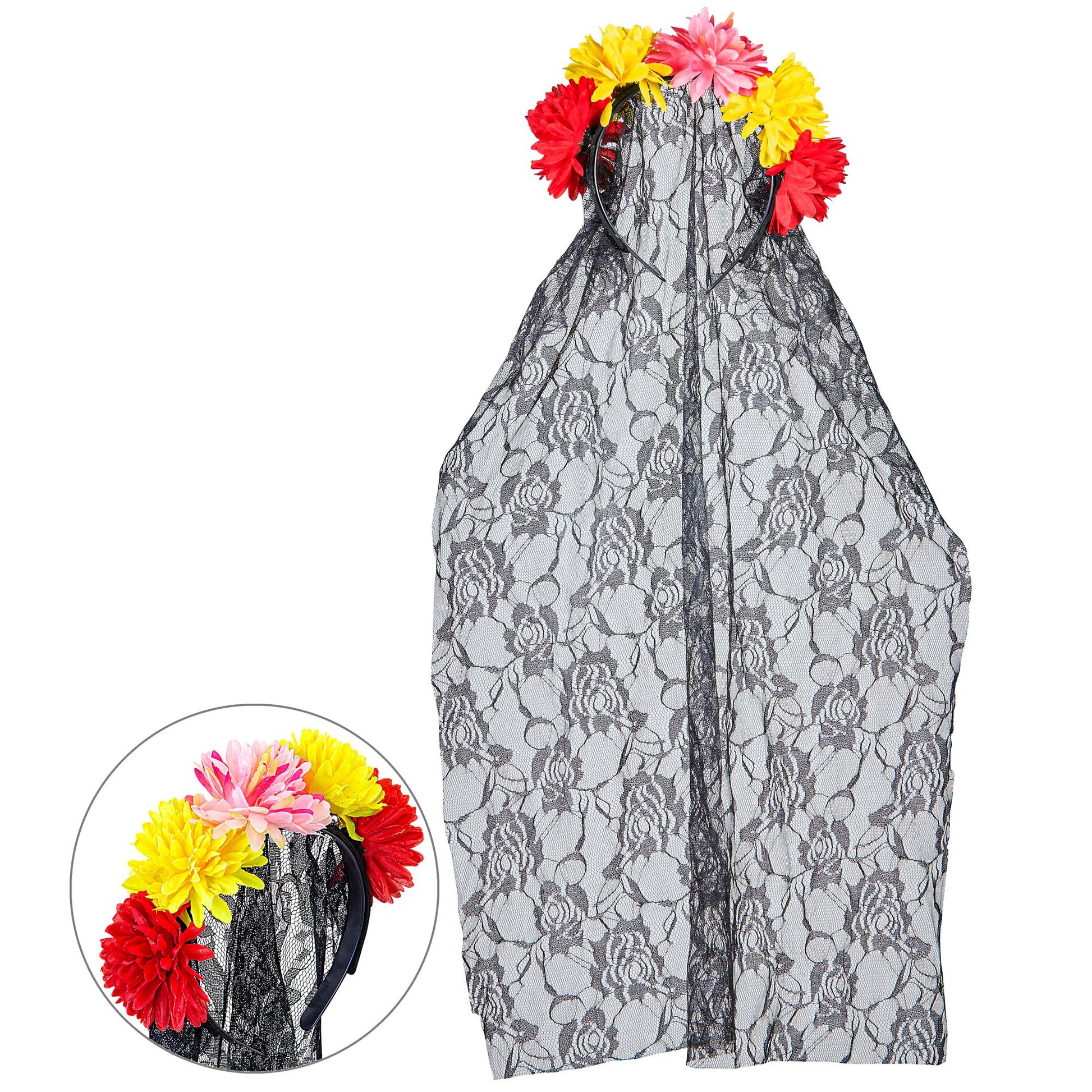 "DIA DE LOS MUERTOS SCHLEIER MIT BLUMEN" – Detailansicht