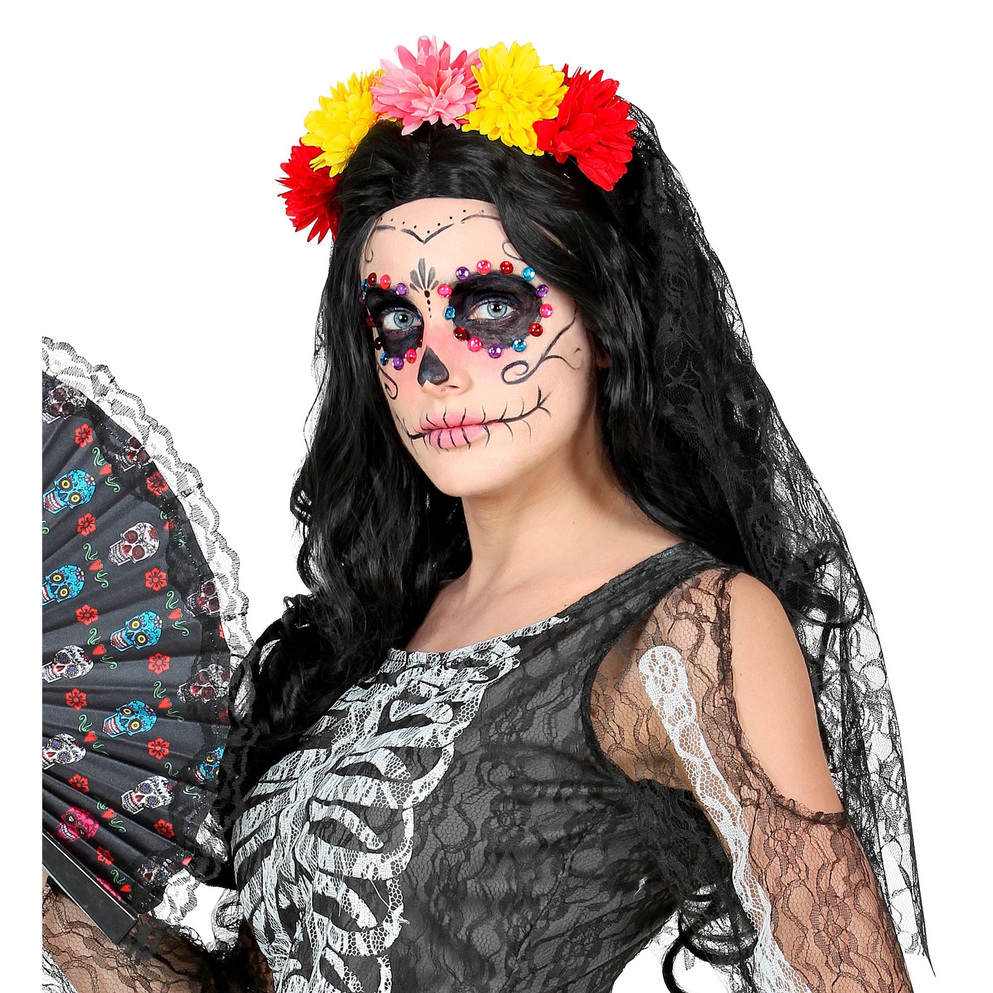 "DIA DE LOS MUERTOS SCHLEIER MIT BLUMEN" – Ansicht 4