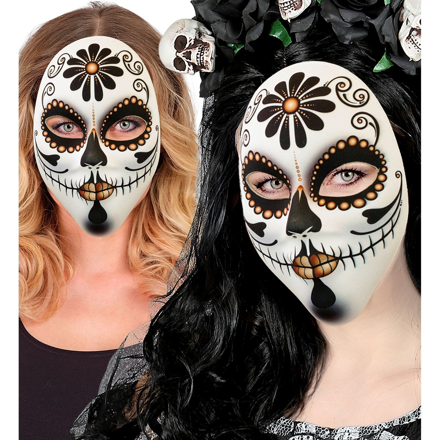 "DIA DE LOS MUERTOS SEÑORA MASKE AUS STOFF" – Ansicht 3