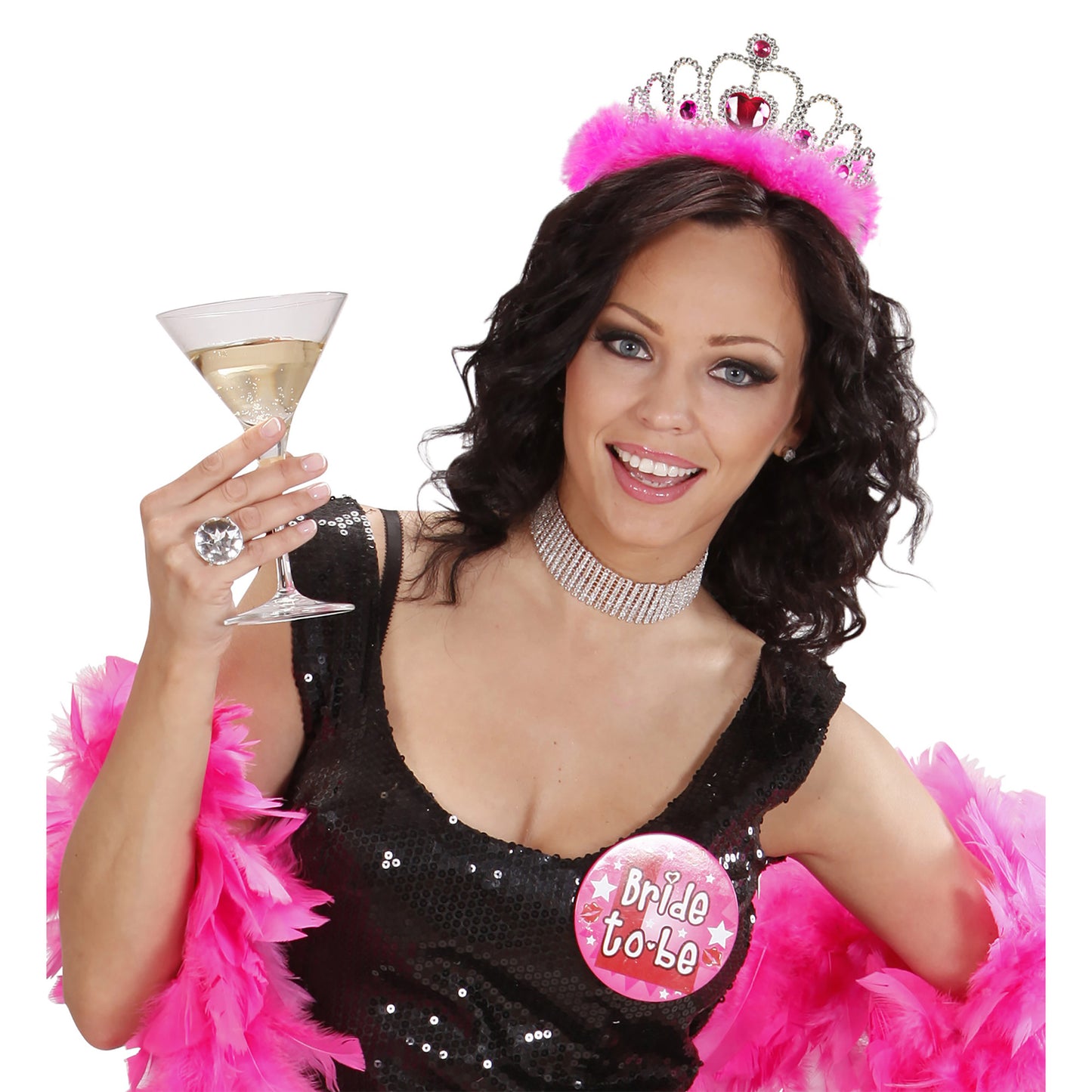 "DIADEM GIRLS NIGHT OUT MIT PINKEN JUWELEN UND PINKEN MARABOU" – Detailansicht