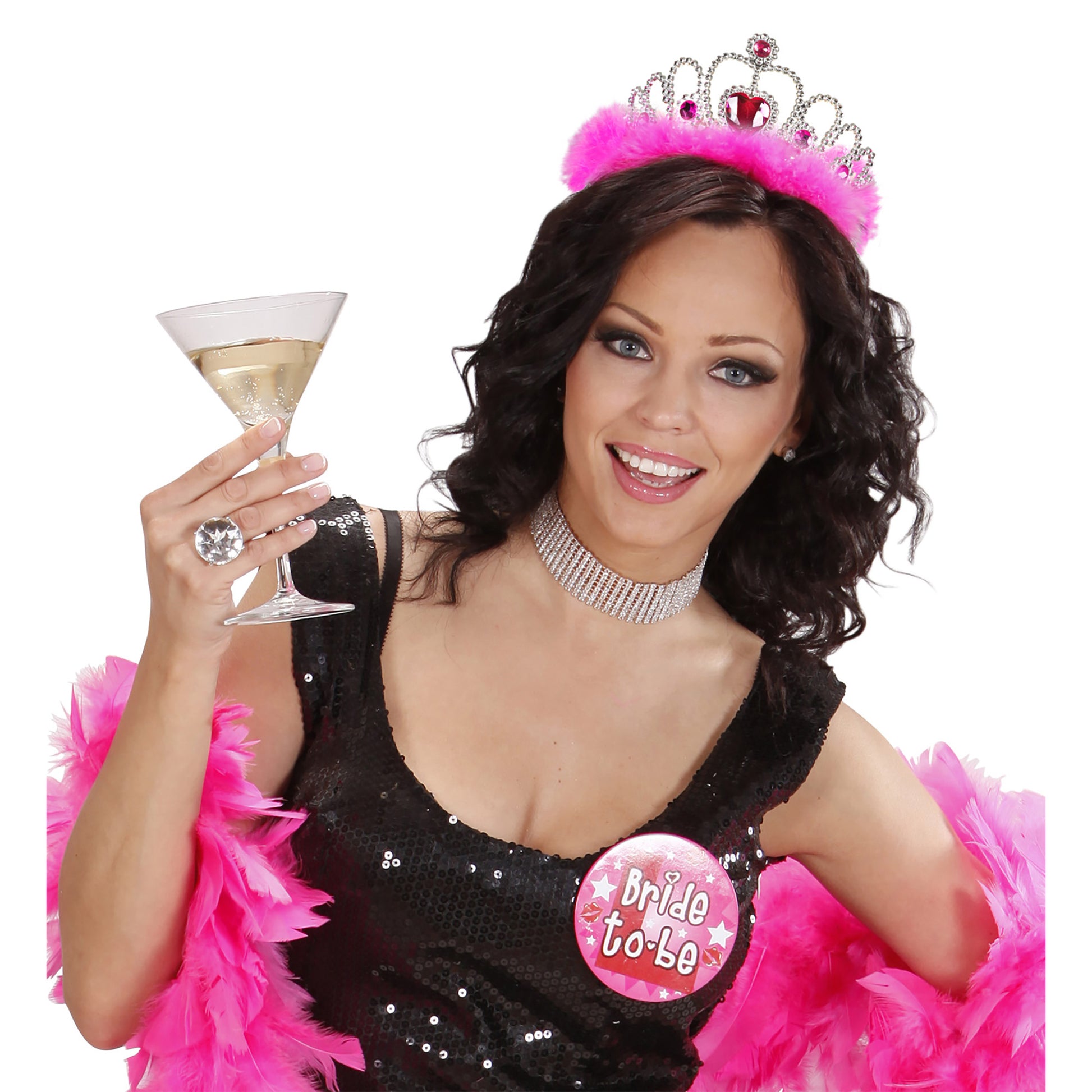 "DIADEM GIRLS NIGHT OUT MIT PINKEN JUWELEN UND PINKEN MARABOU" – Detailansicht
