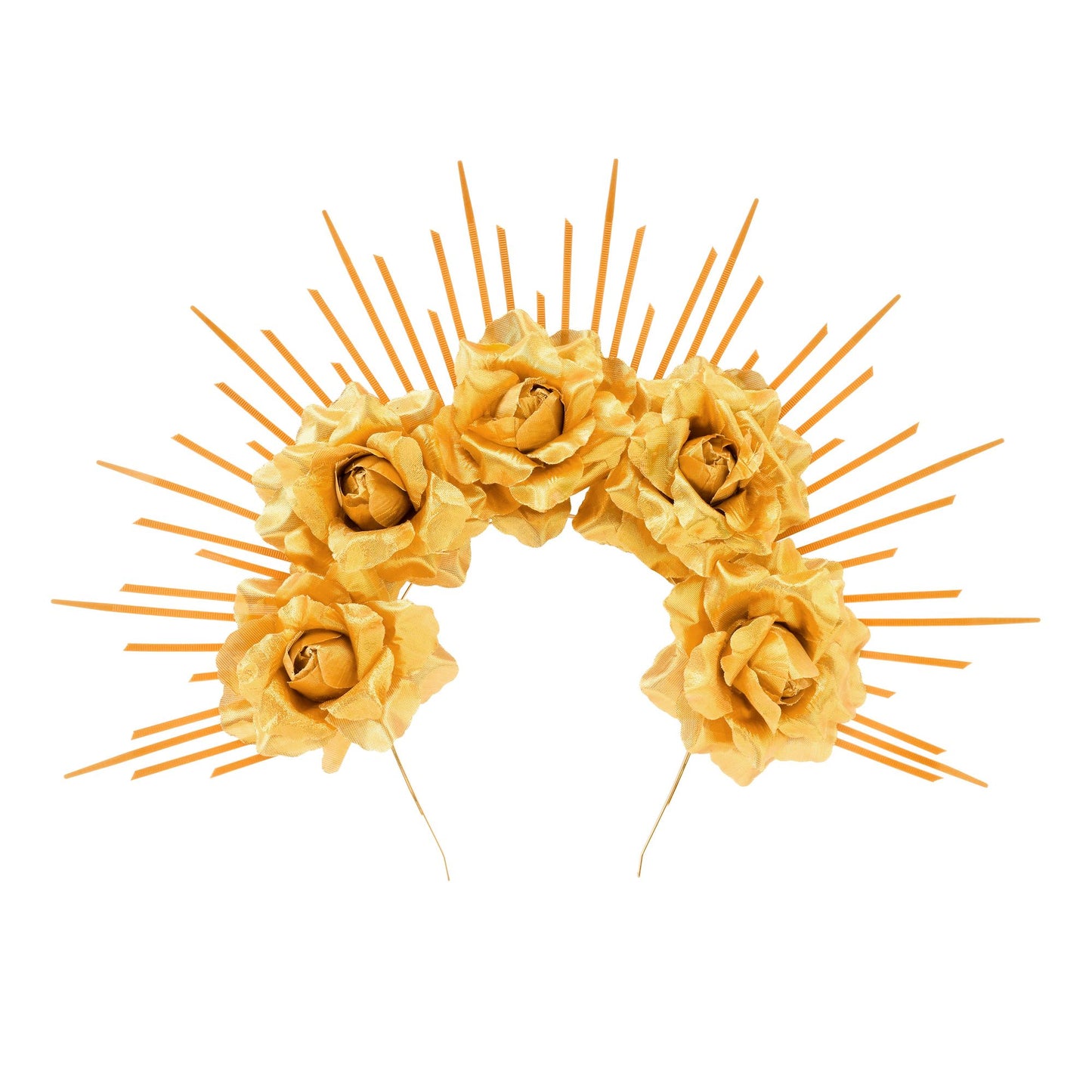 "DIADEM HALO MIT GOLDENEN ROSEN" – Vorderansicht