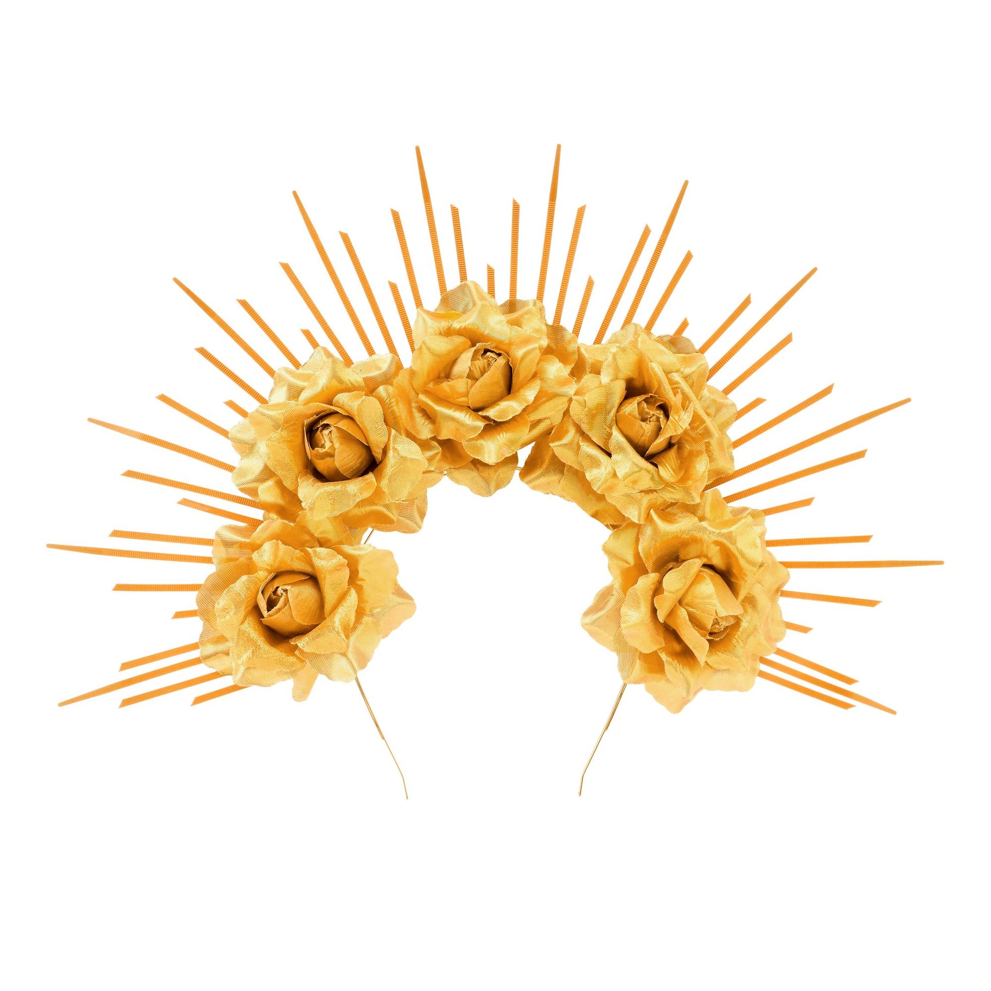 "DIADEM HALO MIT GOLDENEN ROSEN" – Vorderansicht