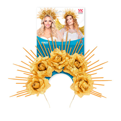 "DIADEM HALO MIT GOLDENEN ROSEN" – Detailansicht