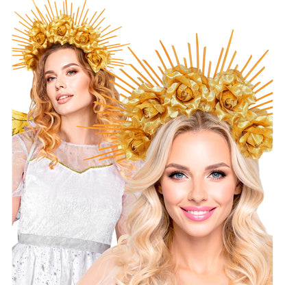 "DIADEM HALO MIT GOLDENEN ROSEN" – Ansicht 3