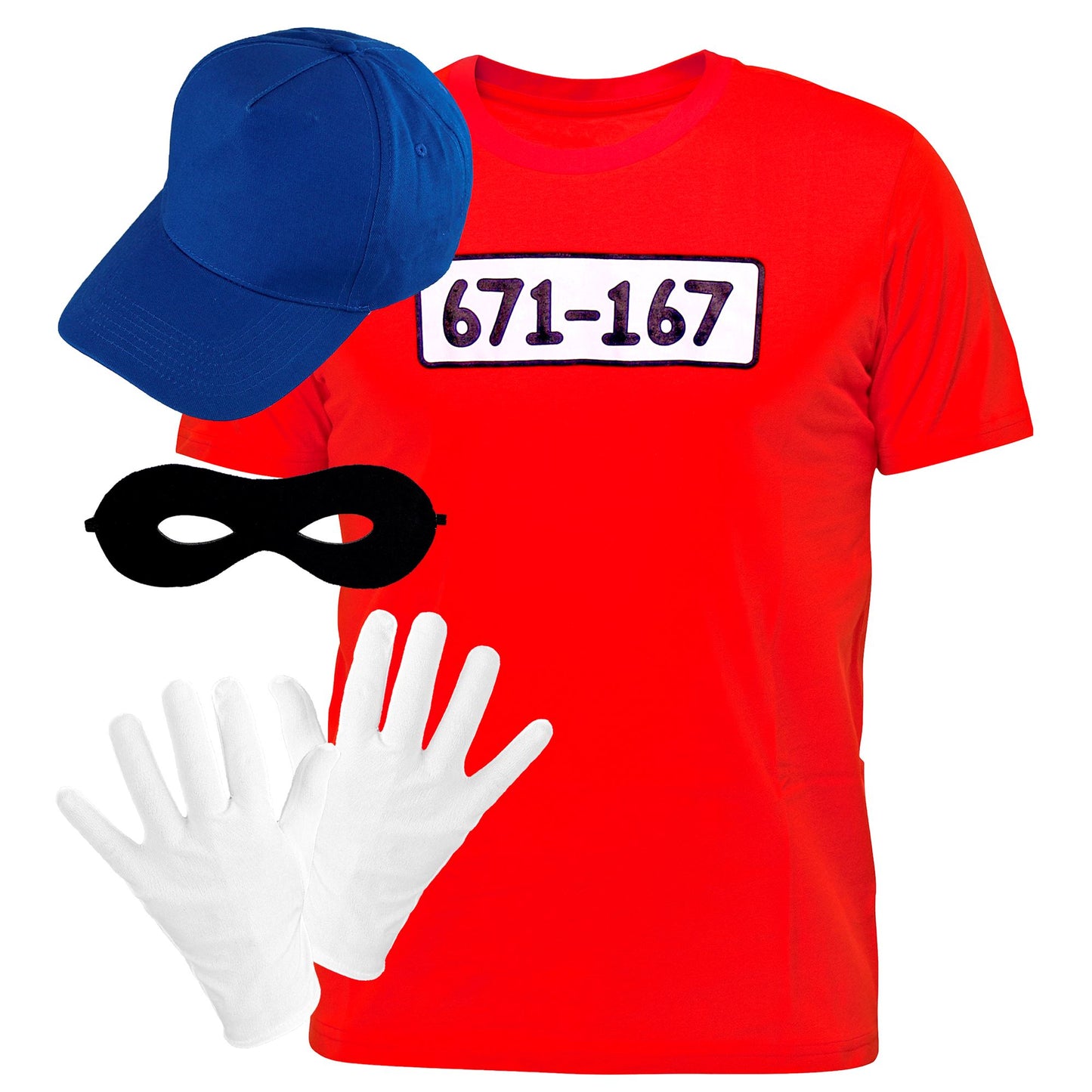 "DIEB" (T-Shirt, Handschuhe, Augenmaske, Basecap) – Detailansicht