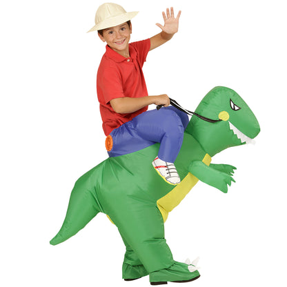 "DINOSAURIER" (aufblasbares Kostüm m. integriertem Gebläse, Hut) – Vorderansicht