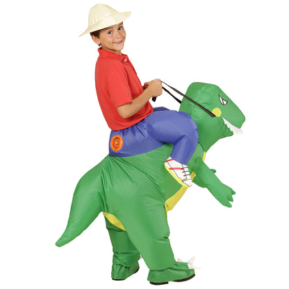 "DINOSAURIER" (aufblasbares Kostüm m. integriertem Gebläse, Hut) – Detailansicht