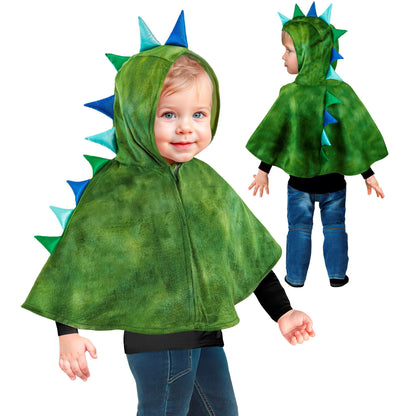 "DINOSAURIER AUS PLÜSCH" (Poncho mit Kapuze) – Vorderansicht